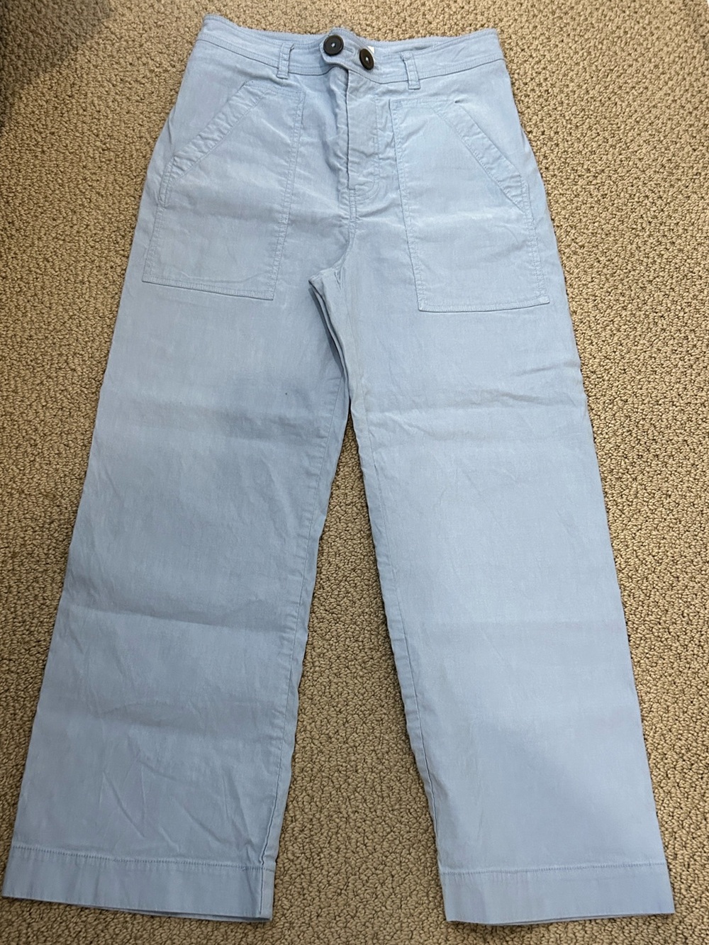 Maeve by Anthropologie Arlo Wide Leg Cropped Pants - Light Blue Size 8